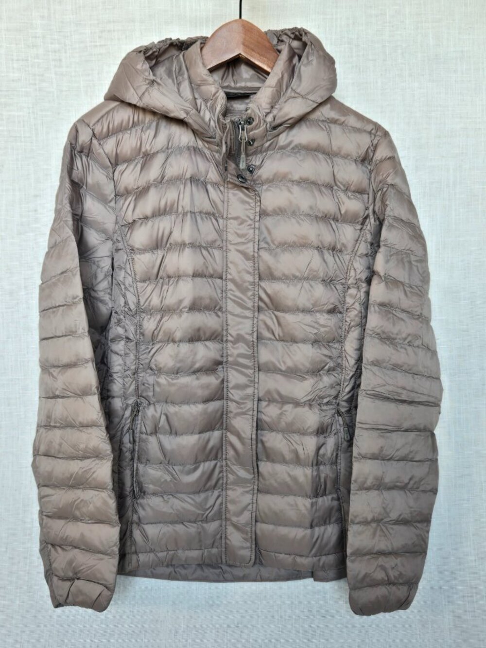 32 Degrees Heat Taupe Women's Packable Puffer Zip-front Hooded Jacket Size XL